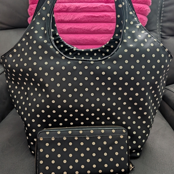 Kate Spade Black Polka Dot Bag and Wallet - Picture 2 of 11